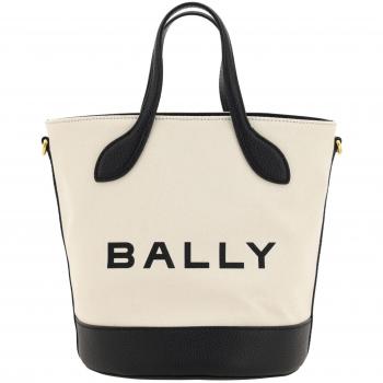 Bally Monogram Leather Bucket Bag, Tote Bags, female, Beige, Size: ONE SIZE