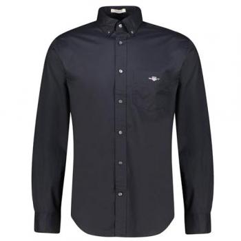 GANT Men's Regular Fit Long Sleeve Poplin Shirt - Black - Size XXL