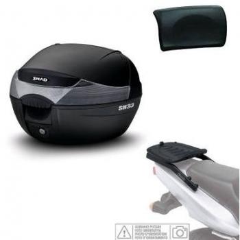 Kit-shad-1089 - Kit fijacion y Maleta baul Trasero + Respaldo Pasajero Regalo sh33 Compatible con Yamaha tricity 2014-2016