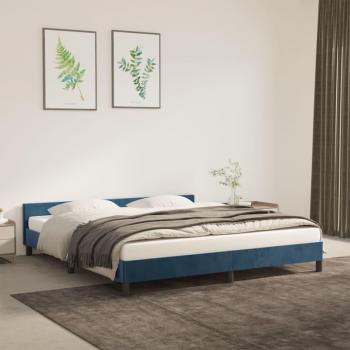 Cama solar sin colchón azul oscuro 160x200 cm en terciopelo