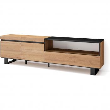 Mueble TV Industrial Moderno 200x57x35cm para Televisores hasta 80 en Roble y Negro - Skraut Home