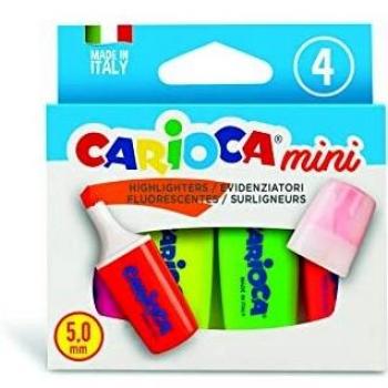 Carioca Minilight - Pack de 4 subrayadores fluorescentes, multicolor