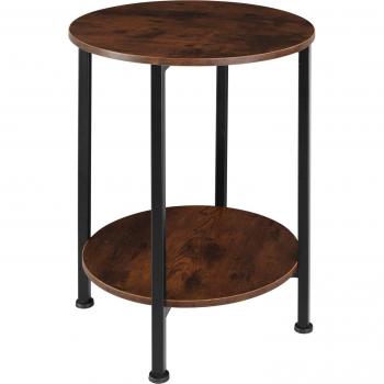 Mesa Auxiliar Ballina Estilo Rústico Industrial con Tablero MDF y Estructura de Acero Negro