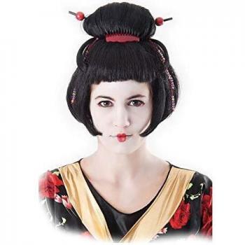 EUROCARNAVALES Peluca de Geisha Japonesa con Palillos