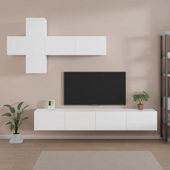 VidaXL Set de muebles de TV 7 piezas madera contrachapada blanco