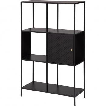 Estantería Nelia de Hierro Negro con Puerta para Hogar y Oficina - Atmosphera, 1 puerta, metal, negro, dimensiones 80x137x7 cm