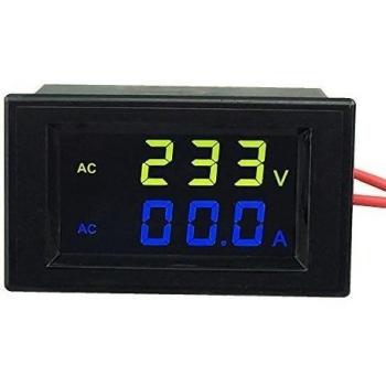 uniquegoods Doble Pantalla LCD Digital AC Panel de voltaje de corriente del medidor del amperímetro del voltímetro del multímetro de Gauge 80V-300V / 200V-450V 199A / 100A con sensor de corriente Transformador