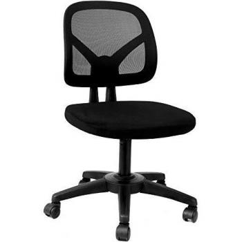 Hbada Silla de Oficina Silla giratoria Silla de Escritorio Ergonómico Respaldo sin reposabrazos Silla fácil Sillas de Comedor Ahorro de Espacio Ajuste de Altura Negro