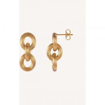 Pendientes Maca Chapados en Oro 18kt con Eslabones Grabados