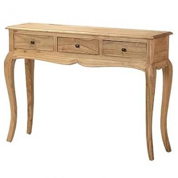 Consola Madera Mindi Natural 3 Cajones 110x30x80cm - Mueble para Entrada y Salón