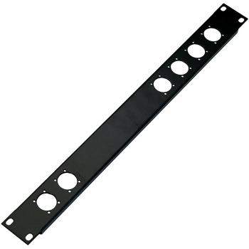 K&M 28306 Black Rack Panel with 6 XLR Connectors, 1U Height