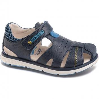Sandalias de Piel para Niños, Marca Pablosky, Modelo 510325, Color Azul Marino, con Cierre Adherente