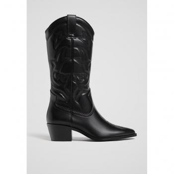 Stradivarius Heeled Cowboy Boots - Black - Size 7 & 9