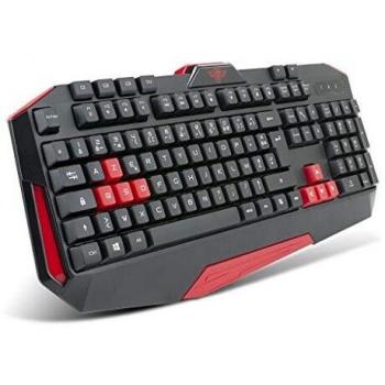 Spirit Of Gamer - Teclado Qwerty Español PRO K3 Gaming Y Oficina - Rojo y Negro - 26 Teclas Anti-Ghosting - 4 Teclas Macro y Programables Para Juegos Videos - XBOX ONE / PC / PS4