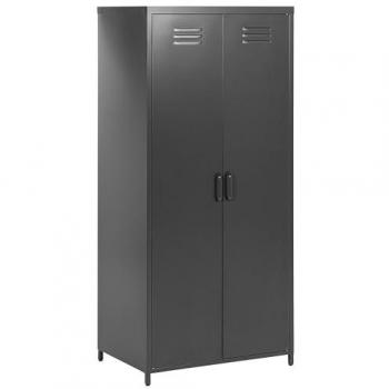 Armario de Almacenamiento para Oficina en Casa de Acero Negro con 2 Puertas y 4 Estantes - Diseño Industrial Varna