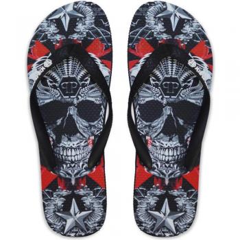 Philipp Plein Mens Skull Black Flip Flops - Size UK 9 / EU42-43