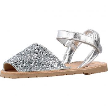 Avarcas Menorquinas Ria Para Niñas En Color Plata Con Glitter, Sandalias 20090 Color Glitplata Plata EU 26