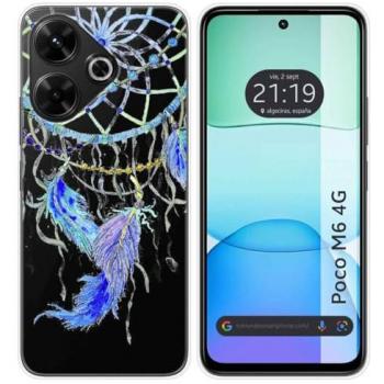 Funda de Silicona Transparente con Diseño de Plumas para Xiaomi Poco M6 4G