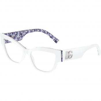 Dolce & Gabbana DG3378 3371 Women’s Eyeglasses White Size 55 - Blue Light Block Available
