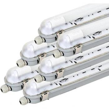 Kit de tiras de luz LED IP65 + tubo neón LED 120cm T8 18W - Pack de 6 / blanco neutro 4000K - 5500K