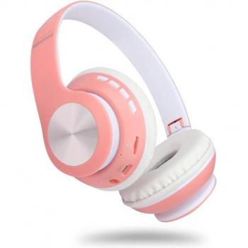 Auriculares inalámbricos estéreo Bluetooth 5.0 para niñas y niños, color rosa, azul y rojo, con micrófono para ordenador y teléfono