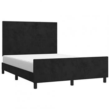 Estructura de cama con cabecero de terciopelo negro 140x190 cm