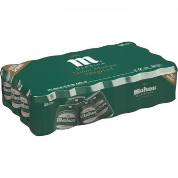 Mahou Clásica 33cl Pack de 28 unidades, la auténtica cerveza dorada Lager de Mahou