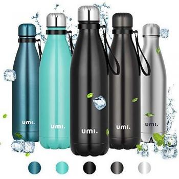 Umi. by Amazon - Botella Agua Acero Inoxidable, Termo 750ml, Sin BPA, Islamiento de Vacío de Doble Pared, Botellas Frío/Caliente, Reutilizable para Niños, Colegio, Sport, Bicicleta