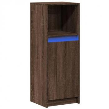 Aparador con LED de madera ingeniería marrón roble 38x34x100 cm
