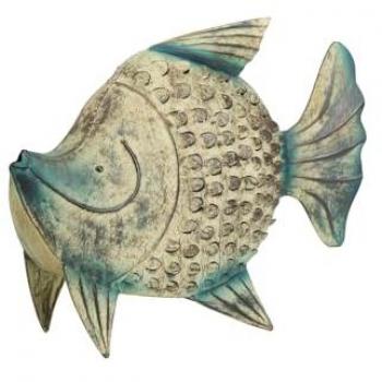 Figura Decorativa Pez de Metal Azul 61x19x49 cm - Arte y Elegancia