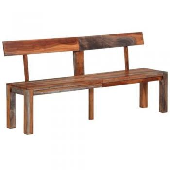 Banco con respaldo de madera maciza de acacia gris 160 cm