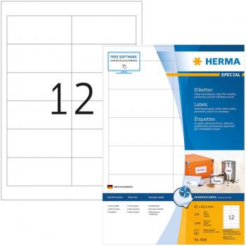 Etiquetas Herma 4816 Autoadhesivas A4, 96.5x42.3mm, Blancas, 1200 Piezas
