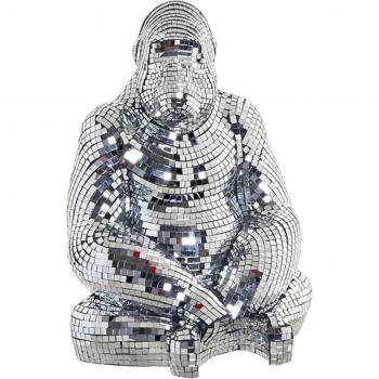 Figura decorativa de resina plateada de gorila para el hogar