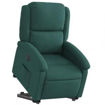 Sillón eléctrico reclinable elevable de tela verde oscuro Vidaxl