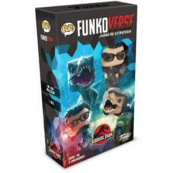 Funko Funkoverse Juego de Estrategia Jurassic Park Edición 100 con Ray Arnold, Ellie Sattler, Alan Grant y Velociraptor