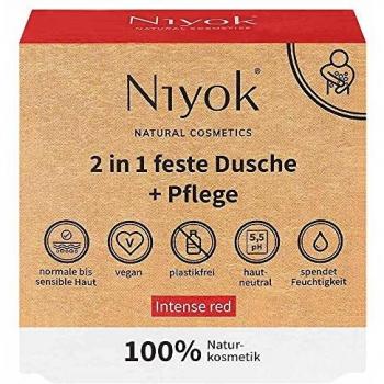 Niyok Ducha Sólida 2 en 1 + Cuidado - Rojo Intenso (80 g)