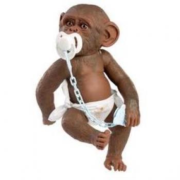 Muñeco Reborn Mono Zoo de Guca 32 cm con Braguita Blanca y Azul