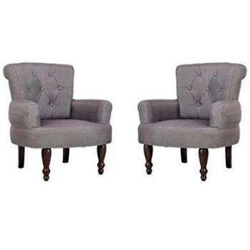 2 piezas Silla francés Sillón Sofá con apoyabrazos Gris