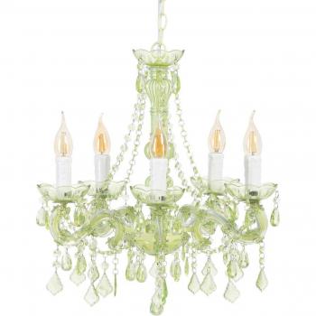 Lámpara de Araña LED Vintage Regulable Verde 45x42x42.5 Cm Chandelier de Cristal Acrílico