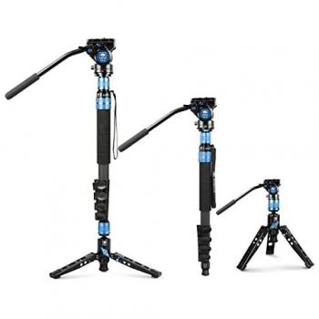 Sirui P-325FL Carbon Monopod with Feet and VA-5 Video Head, 70 Max Height