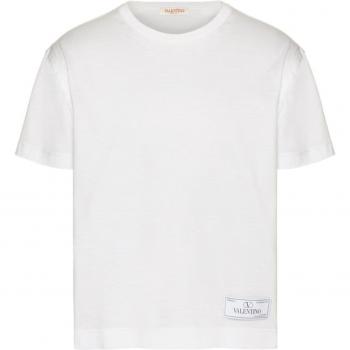 Valentino Men's Logo Cotton T-Shirt in White | Size Large