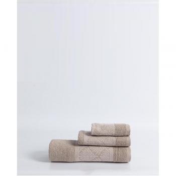 Conjunto de 3 toallas jacquard KARAMELO - Suavidad y absorción garantizadas