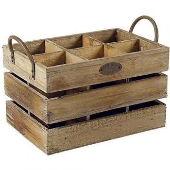 Estante de Almacenamiento para 6 Botellas en Madera Envejecida 32 x 22 x 20-26 cm