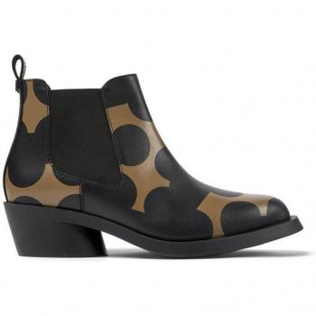 CAMPER Twins Ankle Boots for Women in Black/Brown Smooth Leather - Size 38 (EU) or 7.5 (US)