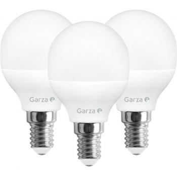 Garza - Blíster 3 Bombillas LED Esféricas E14, 8W, 810 Lúmenes, Luz Cálida (3000K)