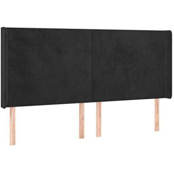 Cabecero LED de Terciopelo Negro 163x16x118/128 cm