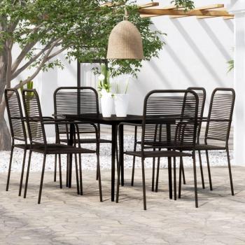 vidaXL 7 Piece Black Garden Dining Set