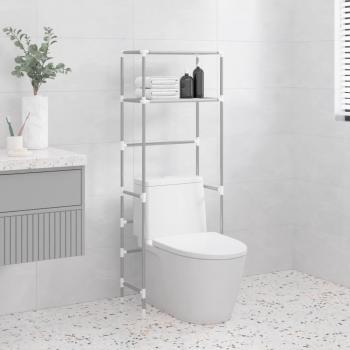Estantería 2 Niveles sobre Inodoro de Hierro para Baño, Color Gris y Negro, Dimensiones 53,5x28x143 cm