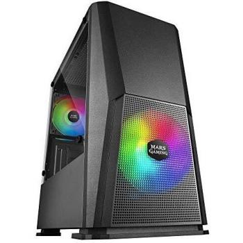 MARSGAMING MCONE, Caja Gaming MicroATX, 2xVentiladores 120mm, RGB+Rejilla, Negro