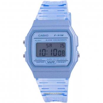 Reloj Casio Vintage Digital Resistente al Agua 35 mm Cuarzo Unisex F-91WS-2 Azul Resina